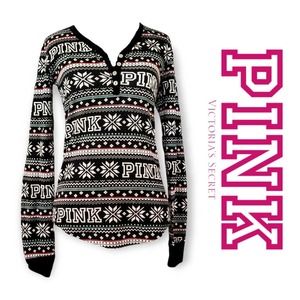 Victoria's Secret I Only Sleep In Pink Thermal Waffle Pajama Top